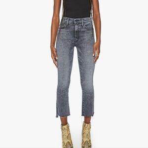 Mother Insider Crop Step Fray Jeans Black Mineral Wash Size 31